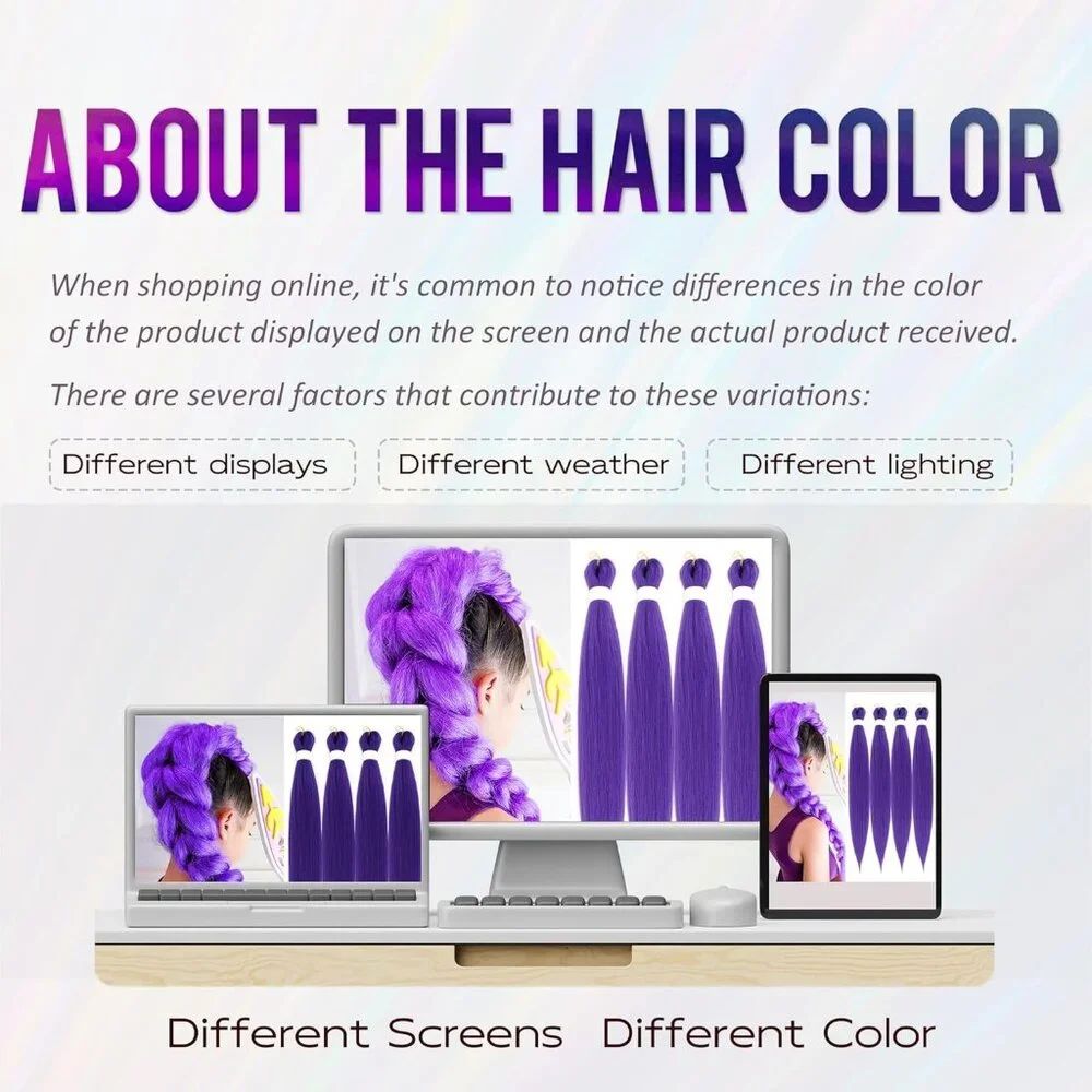 Zavide 30 Inch Purple Pre-Stretched Braiding Hair 4 Pack Extensions No Tangle